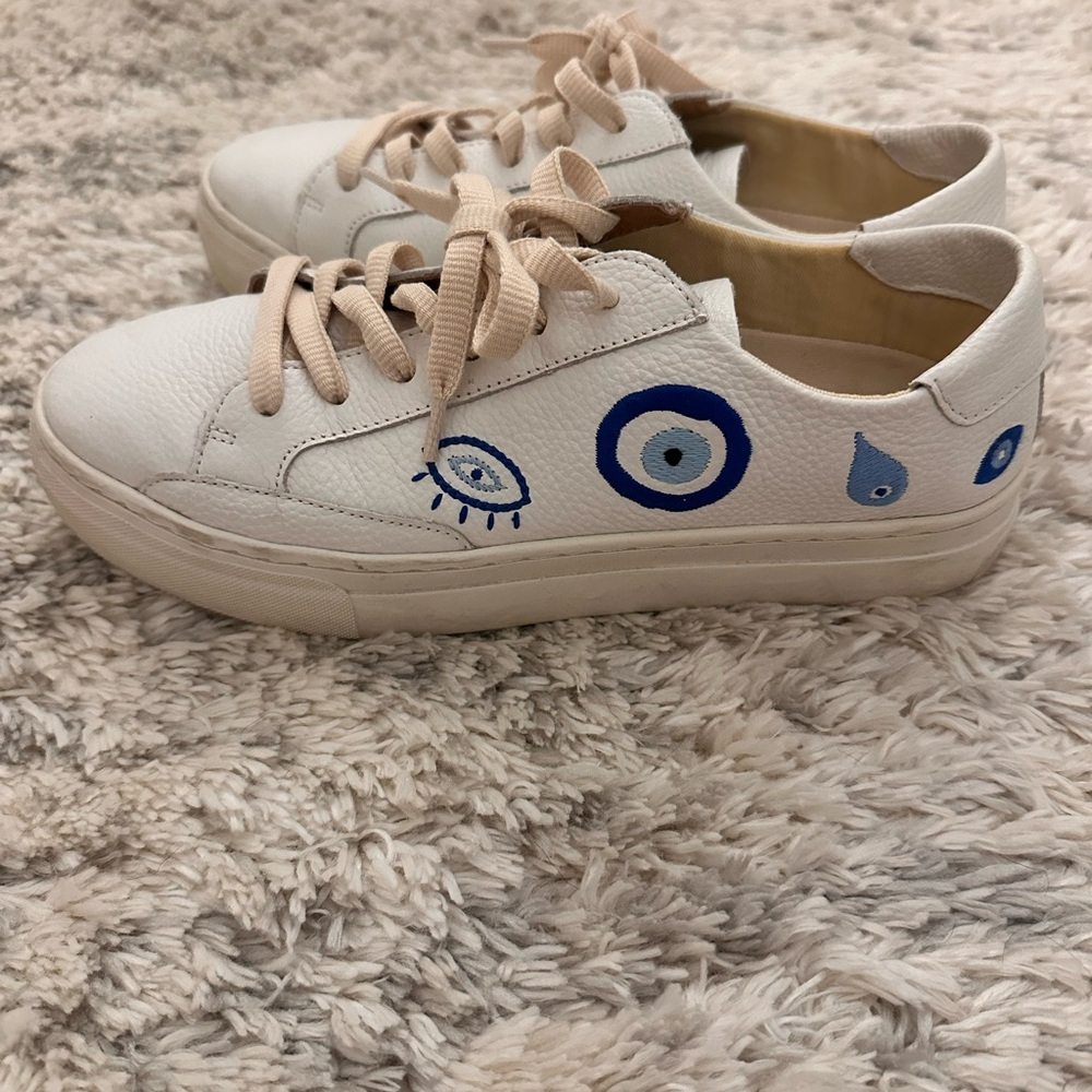 Soludos Leather Ibiza Evil Eye Sneakers sz 9